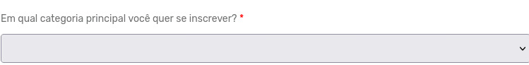 Exemplo do campo Em qual categoria você quer se inscrever?